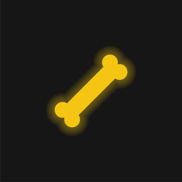 Icona al neon luminoso giallo osseo - Vettoriali, immagini