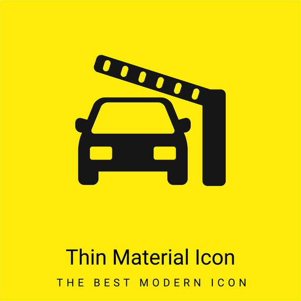 Барьер и автомобиль минимальный ярко-желтый значок материала - Вектор,изображение