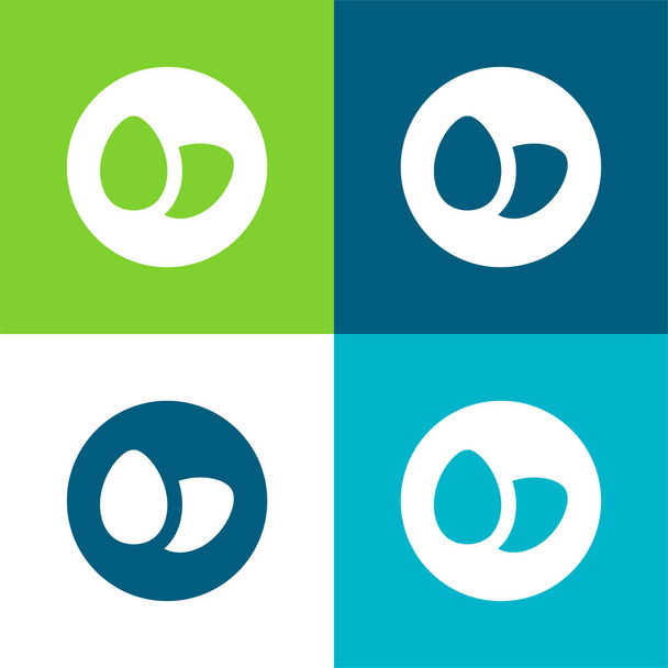 Alérgenos Huevos Planos de cuatro colores mínimo icono conjunto - Vector, Imagen