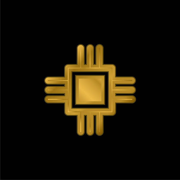 Big Chip επίχρυσο μεταλλικό εικονίδιο ή το λογότυπο διάνυσμα - Διάνυσμα, εικόνα