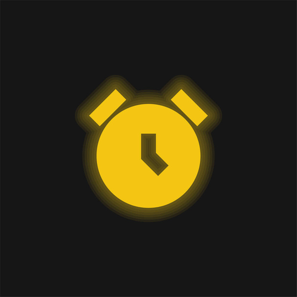 Alarm Clock yellow glowing neon icon - Vector, Image