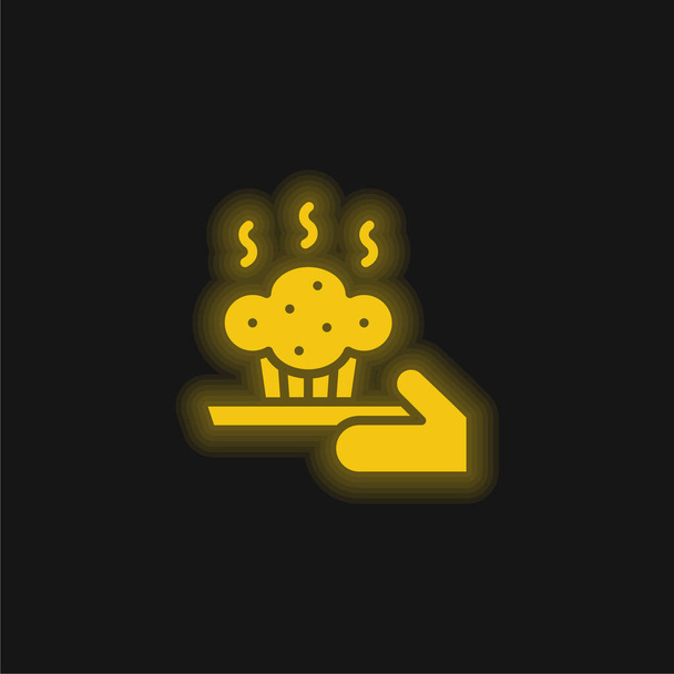 Cuisson jaune brillant icône néon - Vecteur, image