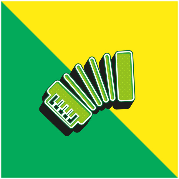 Accordion Side View Πράσινο και κίτρινο σύγχρονο 3d διάνυσμα εικονίδιο λογότυπο - Διάνυσμα, εικόνα