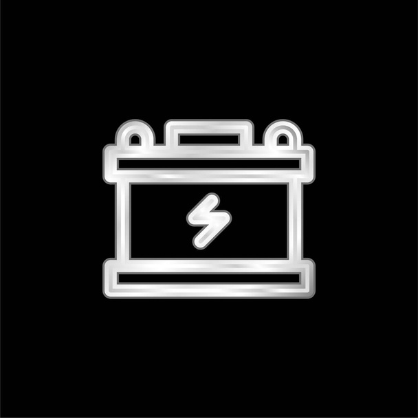Stříbrná metalická ikona baterie - Vektor, obrázek