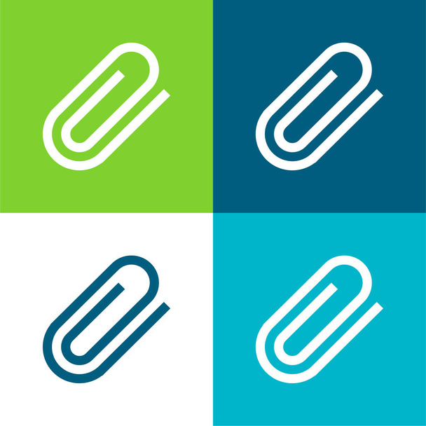 Attach Interface Symbol Of Rotated Paperclip Flat four color minimal icon set - Vector, Image