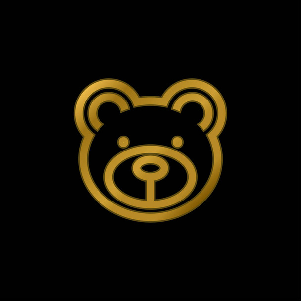 Bear Face gold plated metalic icon or logo vector - Vector, Image
