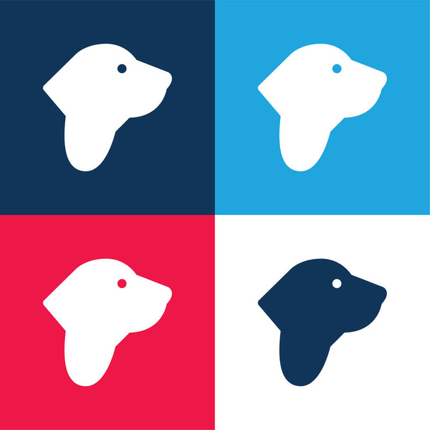 Basset Hound bleu et rouge quatre couleurs minimum jeu d'icônes - Vecteur, image