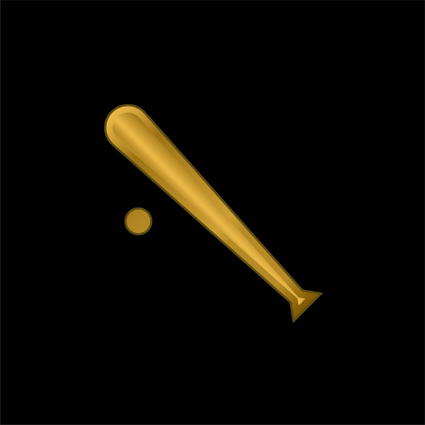 Equipo de béisbol chapado en oro icono metálico o logo vector - Vector, imagen