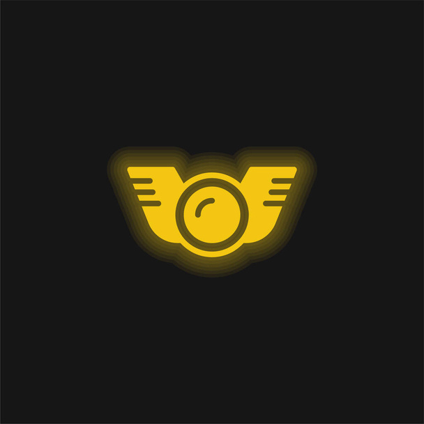 Badge giallo brillante icona al neon - Vettoriali, immagini