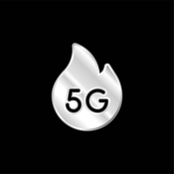 5g silver plated metallic icon - Vector, Image