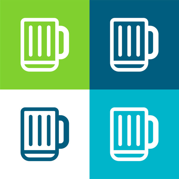 Cerveza Stein Flat conjunto de iconos mínimo de cuatro colores - Vector, imagen
