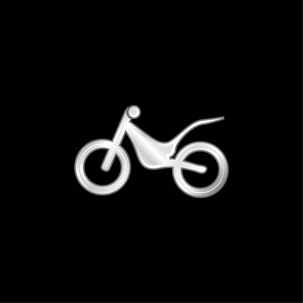 Bicicleta vista lateral plateado icono metálico - Vector, imagen