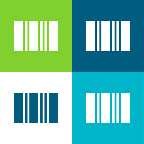 Bar Code Επίπεδη τεσσάρων χρωμάτων ελάχιστη σύνολο εικονιδίων - Διάνυσμα, εικόνα
