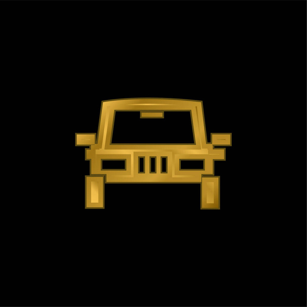 Vehículo Todo Terreno chapado en oro icono metálico o logo vector - Vector, Imagen