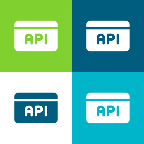 API Flat čtyři barvy minimální ikona nastavena - Vektor, obrázek