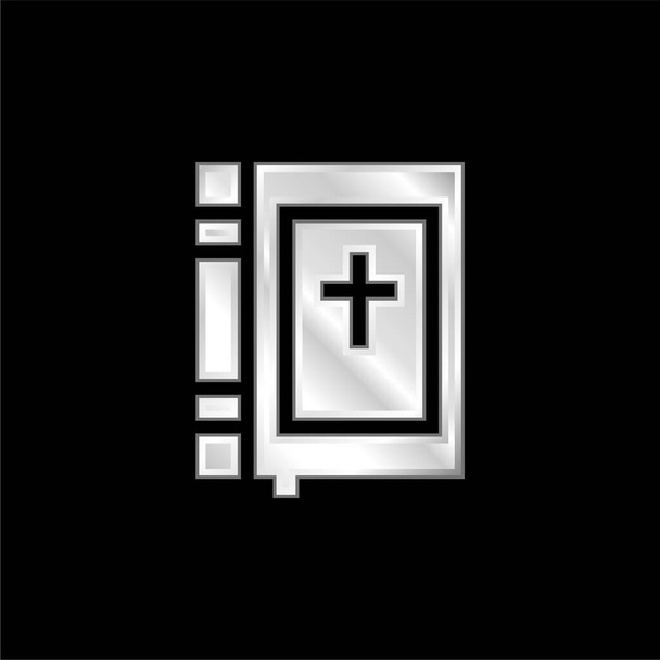 Biblia plateado icono metálico - Vector, Imagen