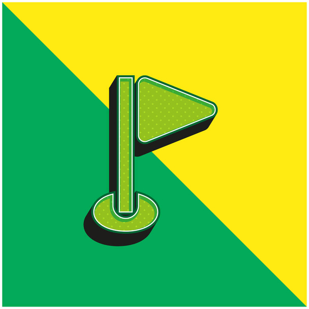 Icône vectorielle 3D moderne verte et jaune logo Birdie - Vecteur, image
