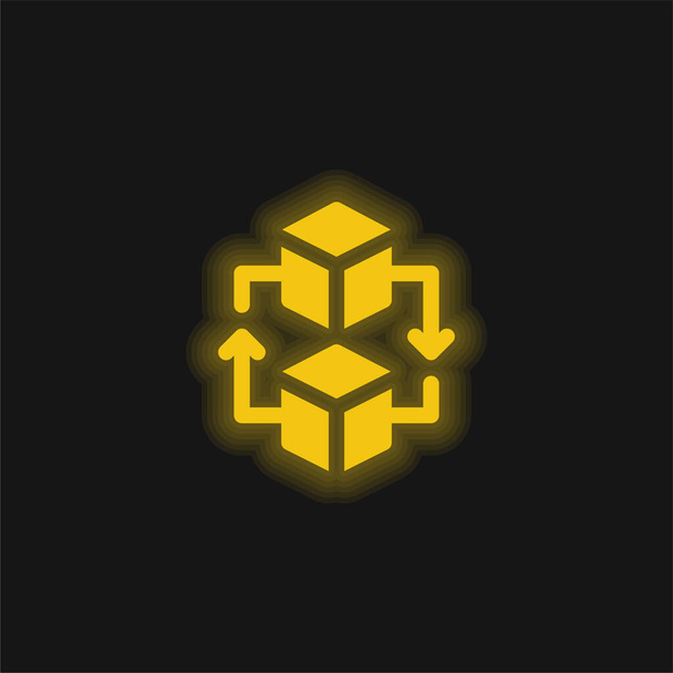 Blockchain yellow glowing neon icon - Vector, Image