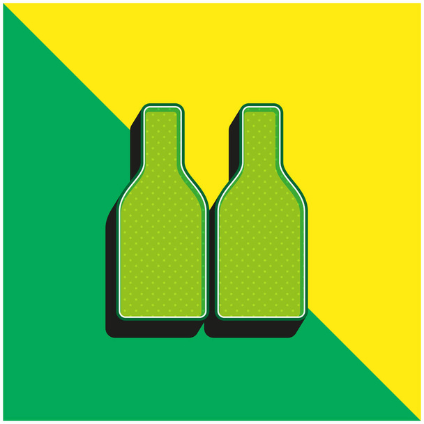 Şişe Yeşil ve Sarı Modern 3D vektör simgesi logosu - Vektör, Görsel