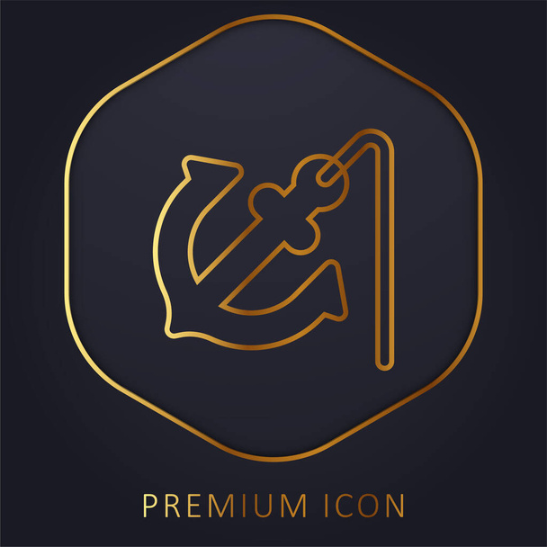 Ancla de línea dorada logotipo premium o icono - Vector, imagen