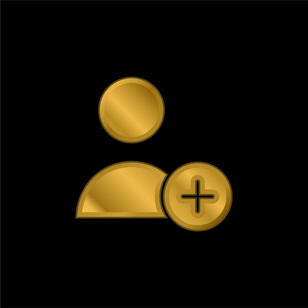 Kullanıcı altın kaplamalı metalik simge ya da logo vektörü ekle - Vektör, Görsel