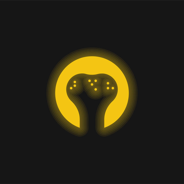 Icône néon jaune brillant os - Vecteur, image
