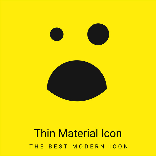 Ojo negro y la boca abierta Emoticon cara cuadrada mínimo icono de material amarillo brillante - Vector, imagen