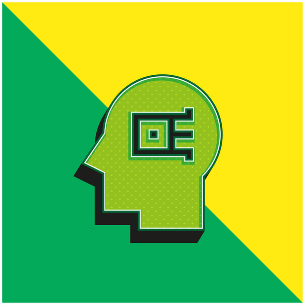 Artificial Intelligence Green and yellow modern 3d vector icon logo - Vector, Image