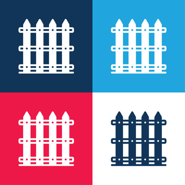 Határok kék és piros négy szín minimális ikon készlet - Vektor, kép