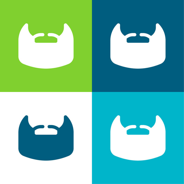 Set di icone minimali piatte a quattro colori barba - Vettoriali, immagini