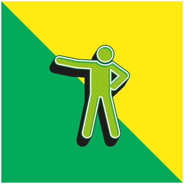 Breakdance Zielone i żółte nowoczesne logo wektora 3D - Wektor, obraz