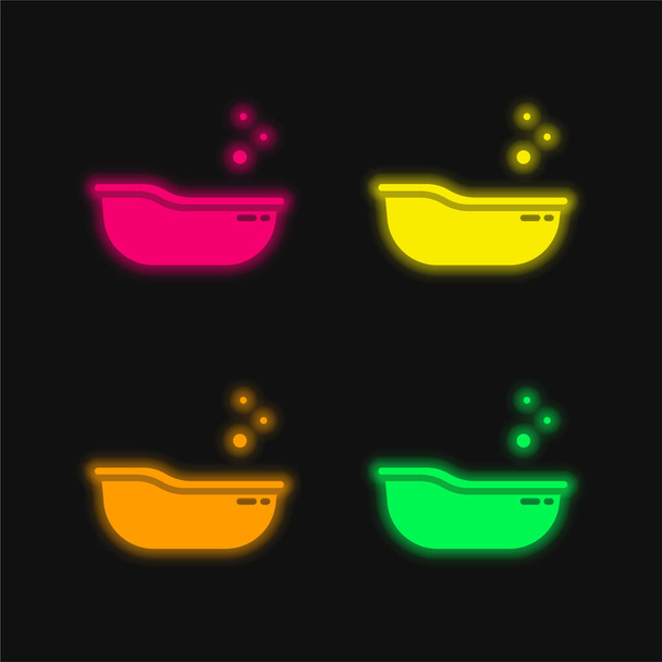 Baby Tub τεσσάρων χρωμάτων λαμπερό εικονίδιο διάνυσμα νέον - Διάνυσμα, εικόνα