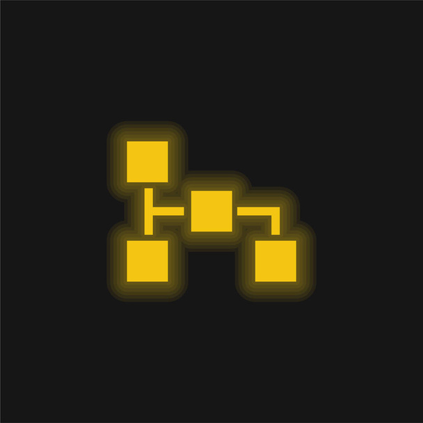 Schéma de bloc jaune brillant icône néon - Vecteur, image