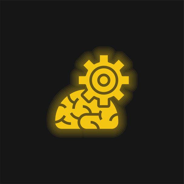 Algoritmus sárga izzó neon ikon - Vektor, kép
