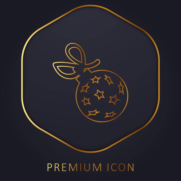 Ball With Stars And Ribbon golden line premium logo or icon - Vector, Image