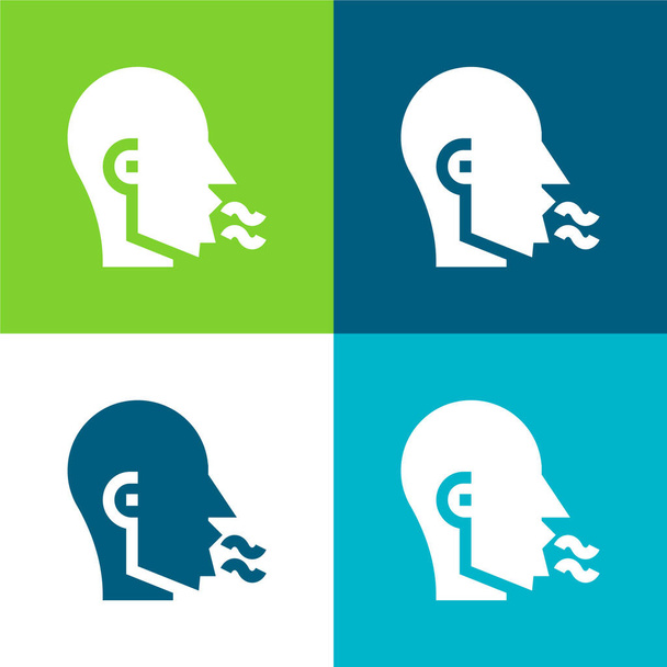 Bad Breath Flat conjunto de iconos mínimos de cuatro colores - Vector, imagen