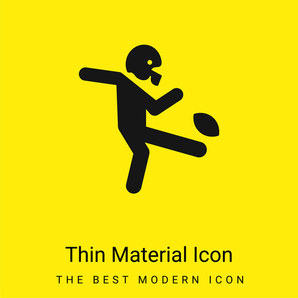 Jugador de fútbol americano pateando la bola mínimo icono de material amarillo brillante - Vector, imagen