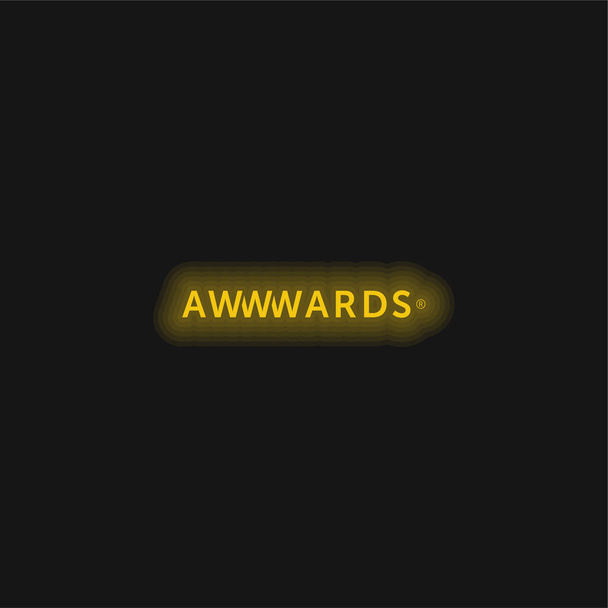 Awwwards Website Logo sárga izzó neon ikon - Vektor, kép