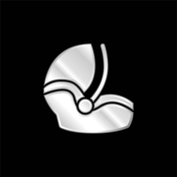Dětská autosedačka postříbřená kovová ikona - Vektor, obrázek