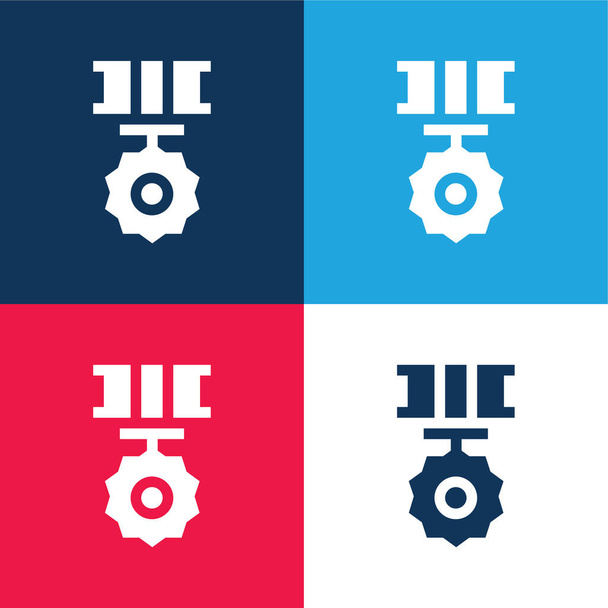 Insignia azul y rojo conjunto de iconos mínimo de cuatro colores - Vector, imagen