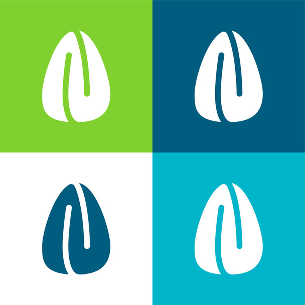 Set di icone minimali a quattro colori piatto mandorla - Vettoriali, immagini