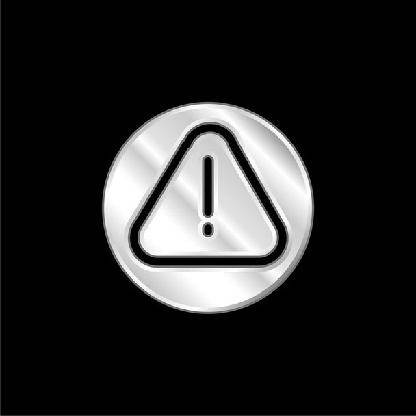 Alarm teken van een uitroepteken in een driehoek verzilverd metalen icoon - Vector, afbeelding