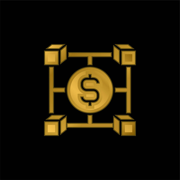 Blockchain złocone metaliczna ikona lub wektor logo - Wektor, obraz