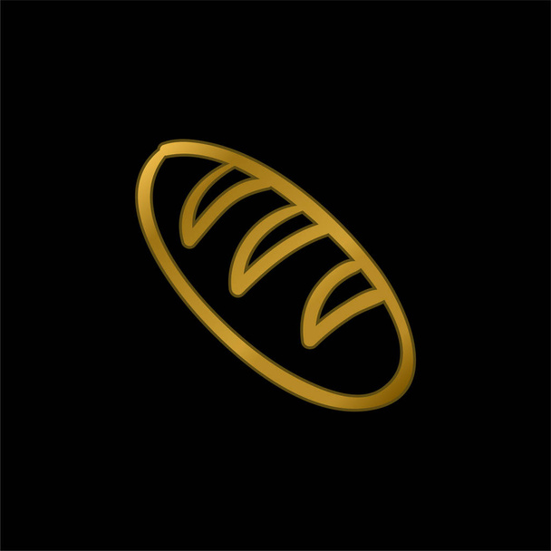 Pan Baguette Esquema chapado en oro icono metálico o vector de logotipo - Vector, Imagen