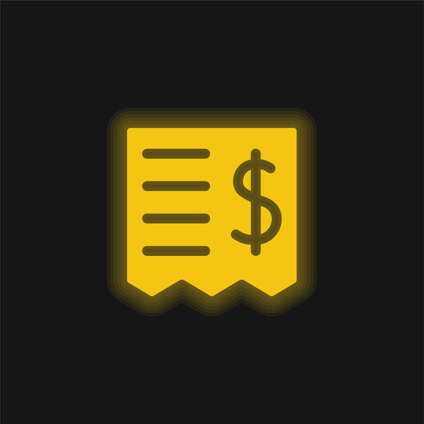 Ícone de néon brilhante amarelo Bill - Vetor, Imagem