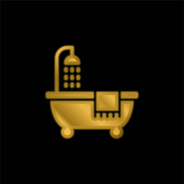 バスルームゴールドメッキ金属アイコンやロゴベクトル - ベクター画像