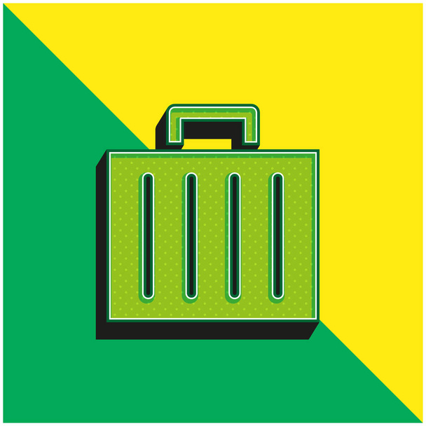 Salkku Vihreä ja keltainen moderni 3d vektori kuvake logo - Vektori, kuva