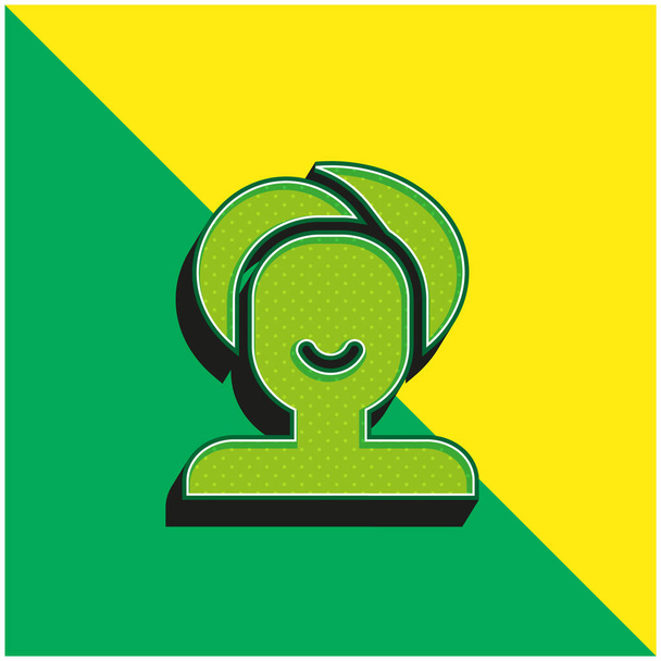 Beauty Salon Green and yellow modern 3d vector icon logo - Vector, Image