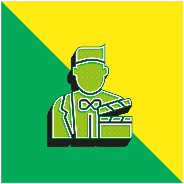 Actor Zöld és sárga modern 3D vektor ikon logó - Vektor, kép
