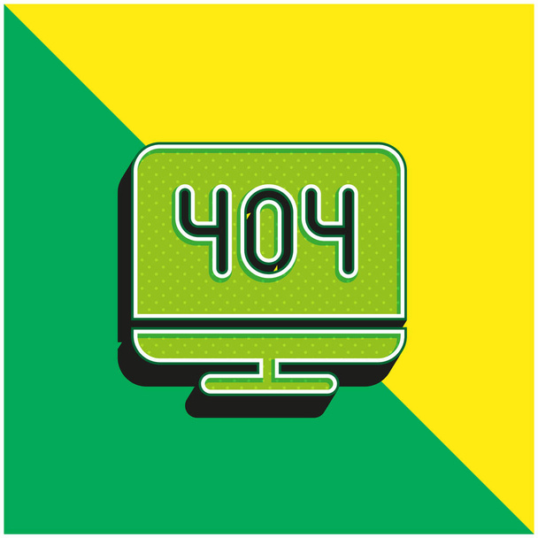 404 Erreur Logo vectoriel 3d moderne vert et jaune - Vecteur, image